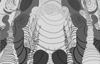 a black and white drawing of a tree