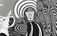 a black and white drawing of a spiral staircase